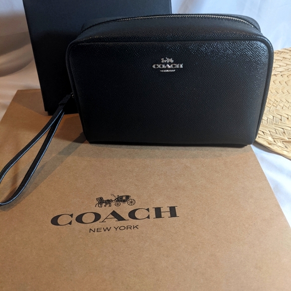 Large coach cosmetic bag w/ wrist strap - Picture 1 of 7